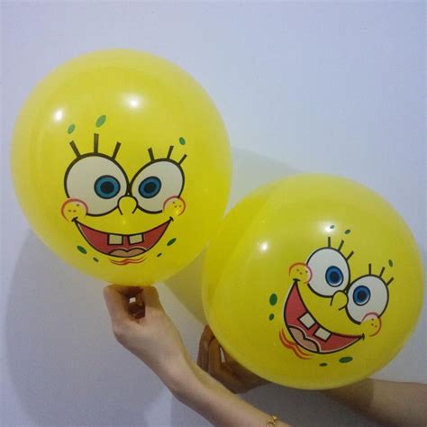 50pcs 12 32g Cartoon Spongebob Latex Balloons Cute Smile Facial