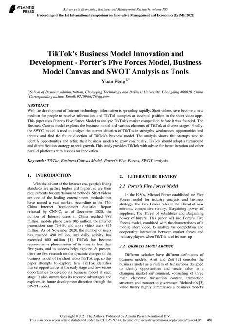 Tik Tok Business Model Innovation Advances In Economics Business And