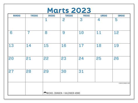 Kalender Marts 2023 Azur MS Michel Zbinden DA