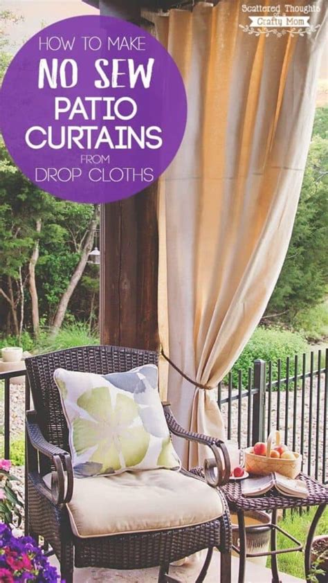 Diy Patio Curtains From Drop Cloths With No Sewing Scattered