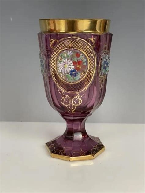 At Auction Enameled Moser Glass Beaker