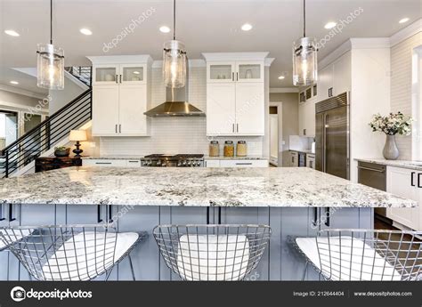 Beautiful Kitchen Luxury Modern Home Interior Island Stock Photo By