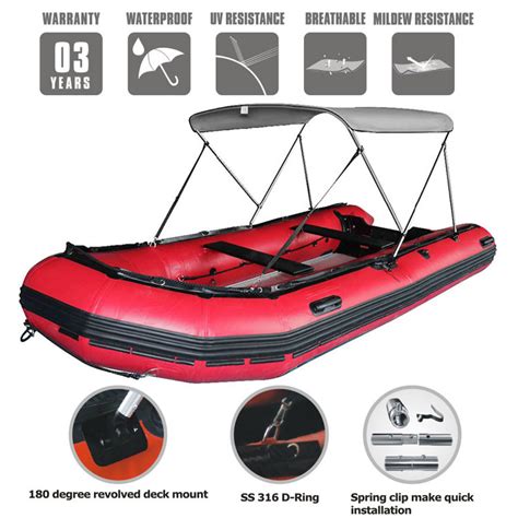 2 Bow Marine Inflatable Boat Bimini Cover Bimini Top With Rear Support