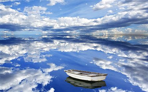 Nature Sky Clouds Reflection Boat Reflections Hd Wallpaper Pxfuel