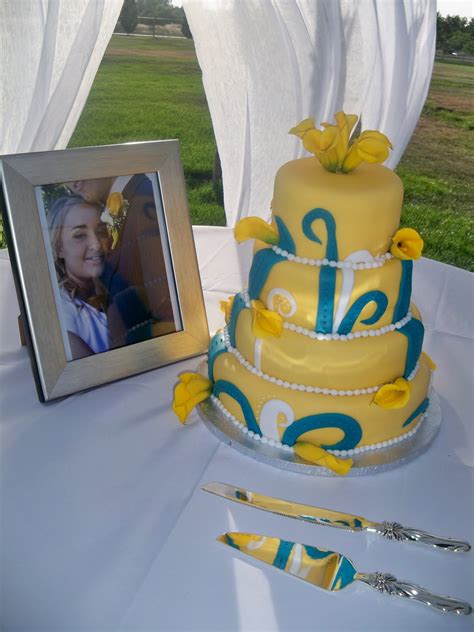 13 Yellow Turquoise And Brown Wedding Cakes Photo Yellow And
