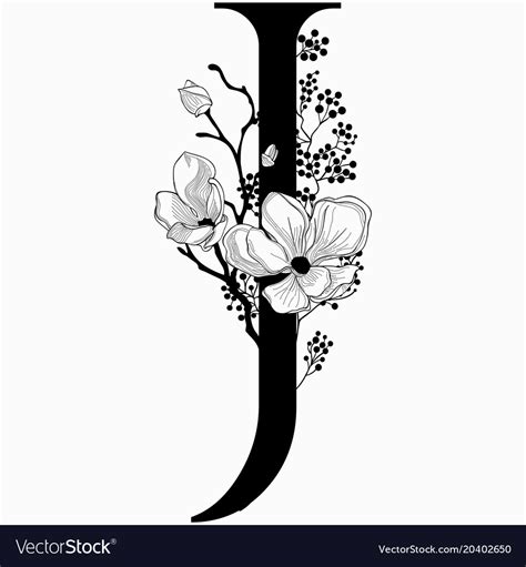 Download Hand drawn floral j monogram and logo Royalty Free Vector