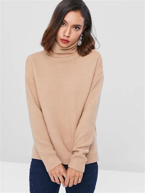 Autumn New Sweaters Turtleneck Long Slit Knitted Long Sleeve