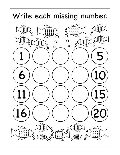 Missing Numbers 1 20 Worksheets For Kindergarten Numbersworksheetcom