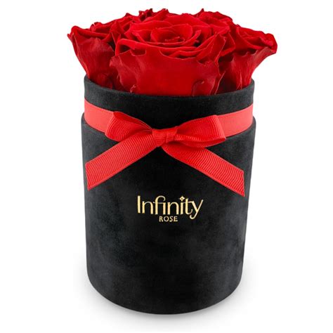 Czerwone Róże Wieczne Infinity Rose Flower Box W Czarnym Pudełku Velvet