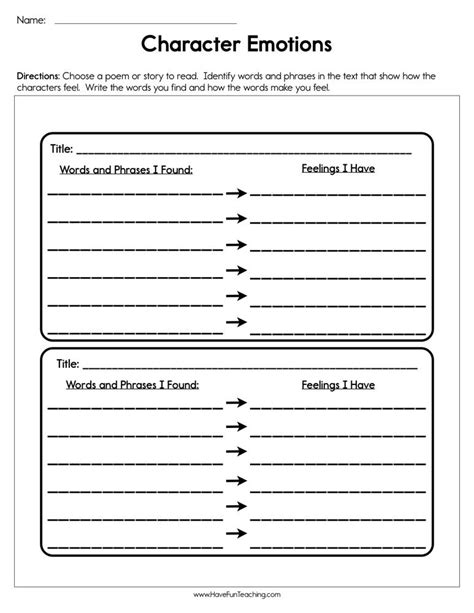 Character Emotions Worksheet By Teach Simple