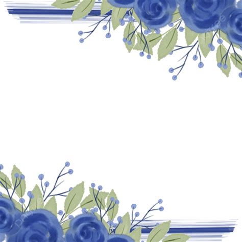 파란 장미 꽃 장식 테두리 국경 프레임 파란 장미 Png 일러스트 및 Psd 이미지 무료 다운로드 Pngtree