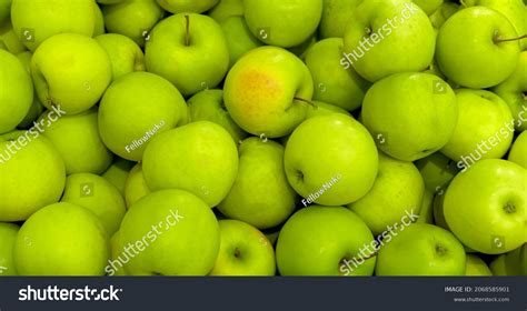 Green Apple Texture Background Pile Fresh Stock Photo 2068585901