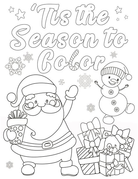 Free Christmas Coloring Page Tis The Season To Color Happiness Is