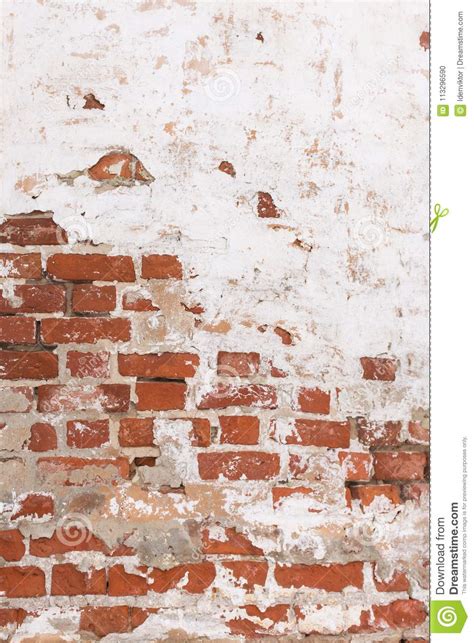 Brick Wall With Cracked Plaster Texture Stock Photo Image Of Dirty Orange