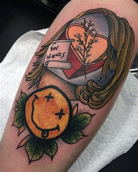 A tattoo of the cover art of bleach, nevermind, or in utero would be the nirvana's plethora of song titles or lyrics make great quote tattoos, and can be. 60 Nirvana Tattoo Designs For Men - Rock Band Ink Ideas