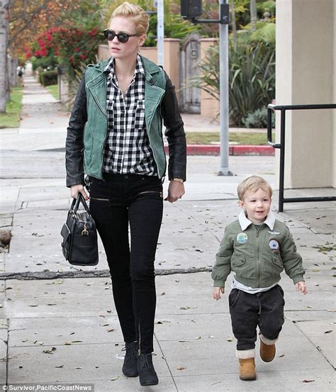 January Jones Steps Out With Son Xander Looking Less Than Impressed Daily Mail Online