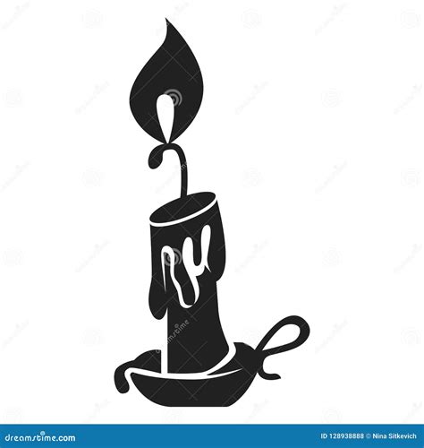 Burning Candle Icon Simple Style Stock Vector Illustration Of