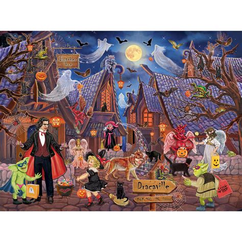 Haunted Halloween Village 1000 Piece Jigsaw Puzzle Bits And Pieces