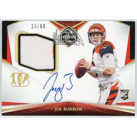Joe Burrow 2020 Panini Limited Gold Rookie Patch Autograph 2360 Steel City Collectibles