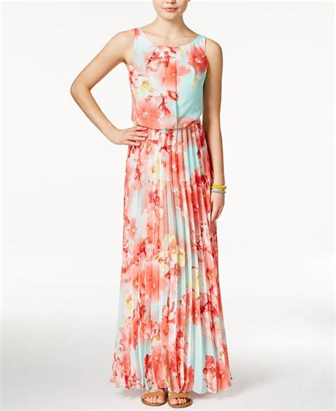 B Darlin Juniors Floral Print Chiffon Pleated Maxi Dress And Reviews
