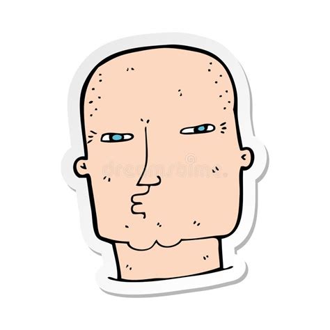 A Creative Sticker Of A Cartoon Bald Tough Guy Stock Vector