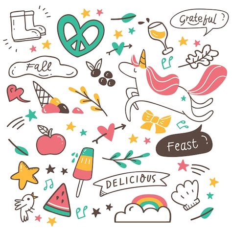 Premium Vector Set Of Cute Hand Drawn Doodles