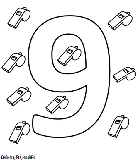 Number Block 9 Coloring Page