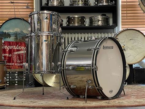 1970s Ludwig Stainless Steel 241316 Drum Kit Reverb