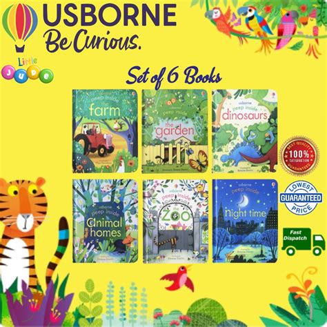 Usborne Peep Inside 6 Book Set The Farm The Garden Dinosaurs Nigh