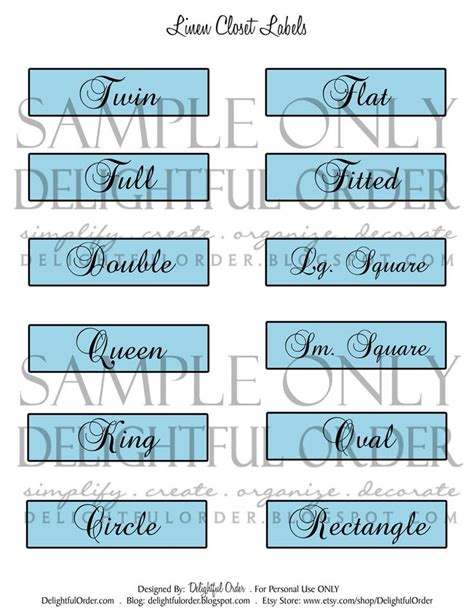 Linen Closet Labels 2 Printable Pdf Files Instant Digital