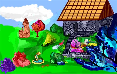 How to draw house garden sky flowers easy coloring pages for kids. My Dream Garden » drawings » SketchPort