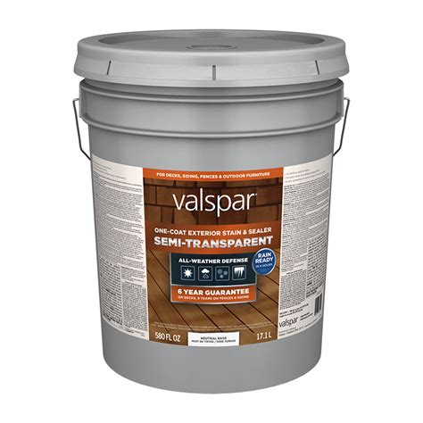 Valspar Neutral Base Semi Trans Exterior Wood Stain And Sealer 5 Gallon