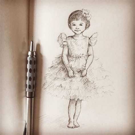 Little Girl Drawing Quick Sketch Kiddrawing Kidsillustration