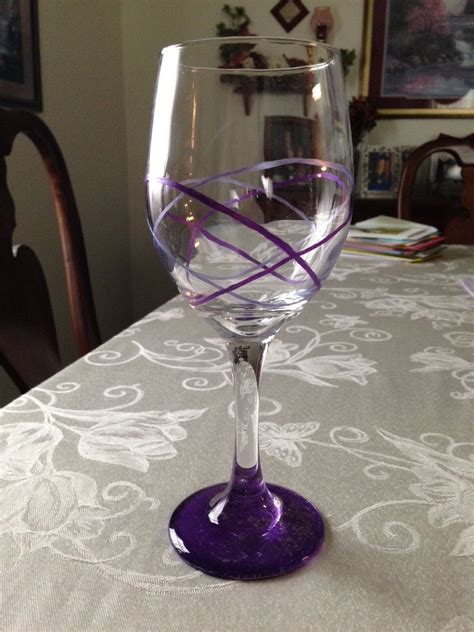 Purple Painted Wine Glasses Matron Of Honour Maid Of Honor Purple Paint Painted Wine Glasses