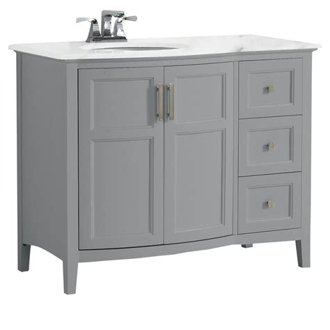 Simpli Home Winston 42 In Rounded Front Bath Vanity In Warm Grey With