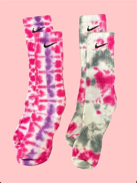 2 Pairs Pink Nike Crew Tie Dye Socks Dri Fit Etsy