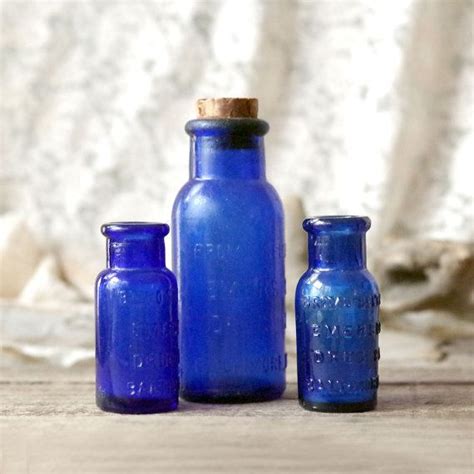 Antique Cobalt Blue Medicine Bottles Old Blue Glass Bromo Etsy Medicine Bottles Blue Glass