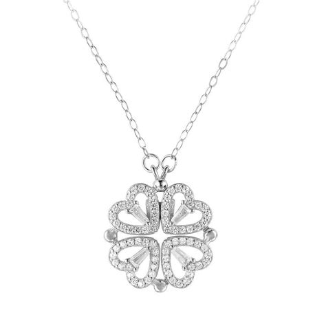 Lovwian Sterling Silver Lucky Four Leaf Clover Necklace For Women