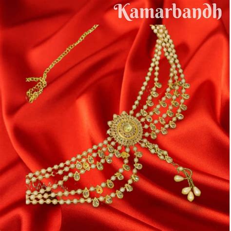 Gold Plated Kundan Waist Belt Belly Chain Kamarpatta Kamarbandh Indian