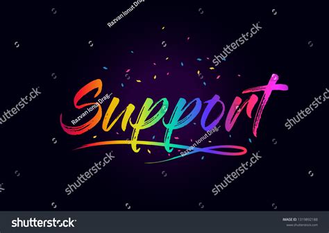 Support Word Text Handwritten Rainbow Vibrant Stock Vector Royalty