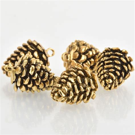 2 Gold Pine Cone Charm Pinecone Charms 34mm Chs6079 Etsy