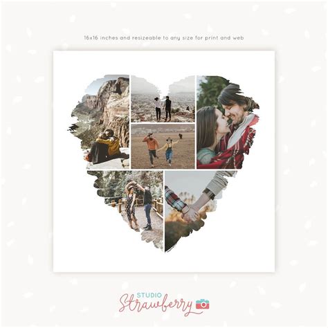 Heart Photo Collage Template Free