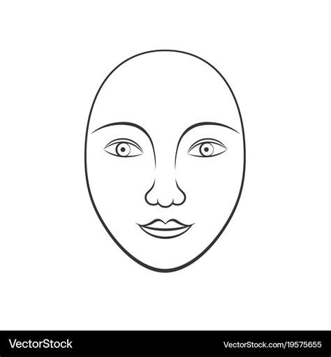 Simple Human Face Line Art Royalty Free Vector Image