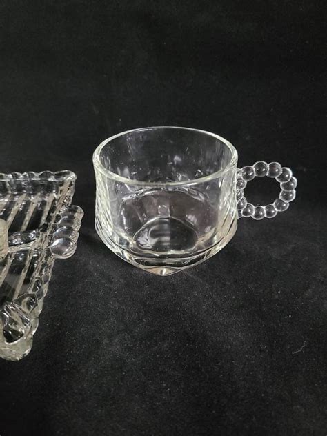 Vintage Hazel Atlas 1305 Beaded Snack Plate And Cup Sets Etsy