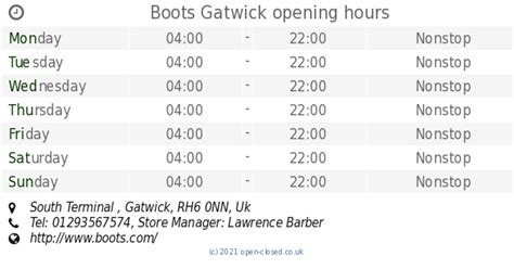 Boots Gatwick Opening Times South Terminal