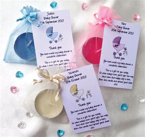 I have made so many baby shower favor tags in the last year that i think i have enough material to write this blog post {and i am sure there's more to come!}. 10 Personalised Baby Shower Favors - Scented Candles ...