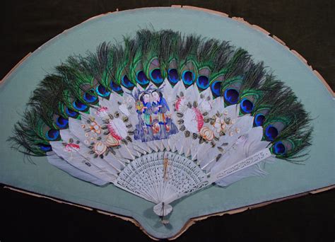 Antique Chinese Peacock Feather Fan Item 1002348 Detailed Views