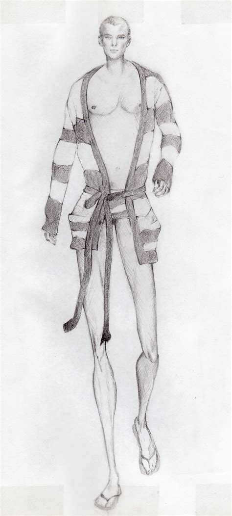 Pencil Drawing Of Male Model For Fashion Illustration Course