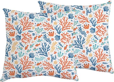 Pillow Covers 18x18 Inch Set Of 2sea Tropical Fishes