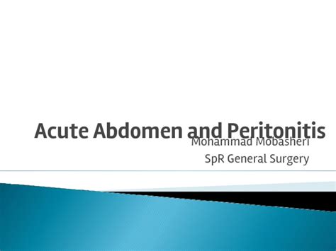 Acute Abdomen And Peritonitis презентация доклад